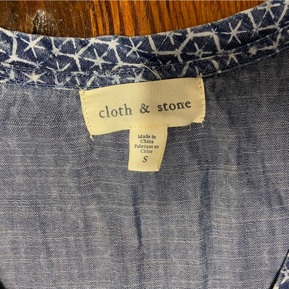 Anthropologie Cloth & Stone Printed Chambray Justine Dress Size S Oversized Easy - Picture 6 of 16